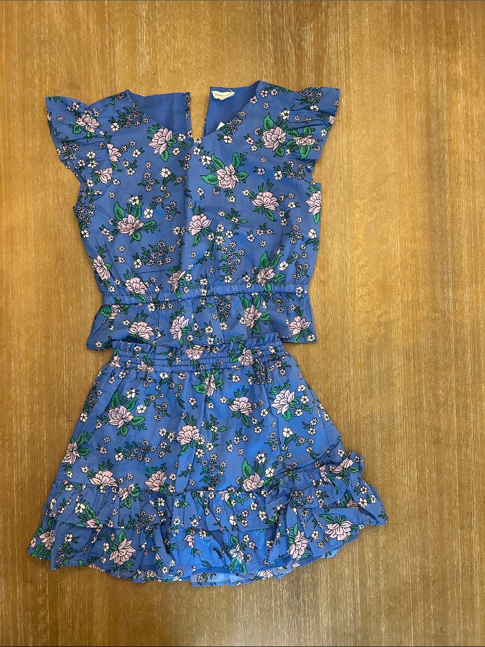 Crewcuts Lavender-Blue Floral Ruffle Matching Set